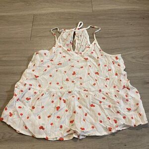 Hippie Rose cherry patterned sleeveless v neck blouse size medium